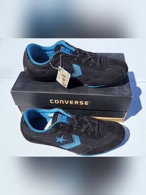YOUTH 5.5 / WOMENS 7 CONVERSE RETRO RUN OX BLACK BLUE 1S944 New In Box